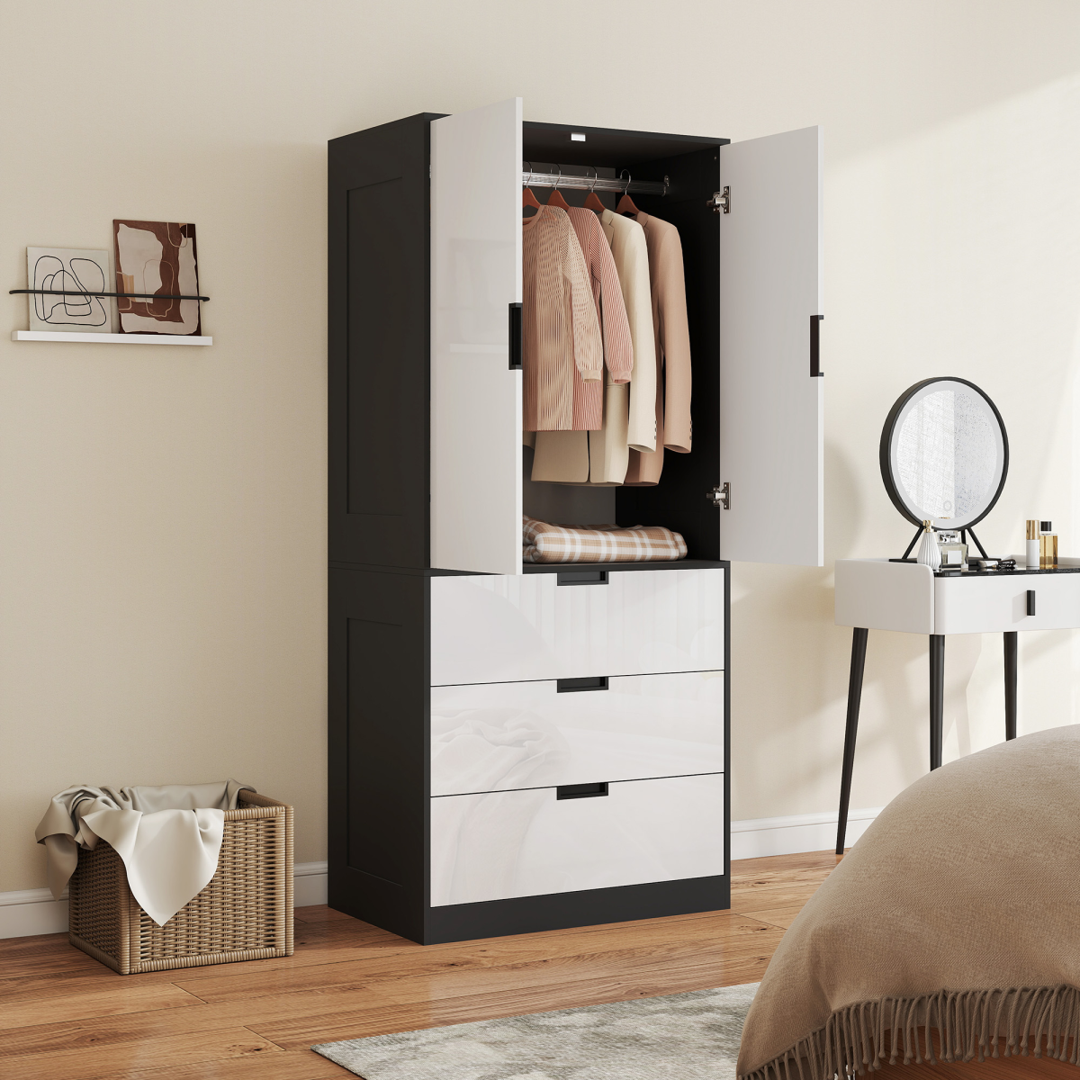 Modern Hall Tree With Dresser And 3 Drawers For Bedroom - N/A - Home Symphony