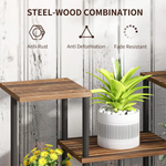 Outsunny Outsunny 4 Tiered Metal Flower Shelf Display Rack, Carbonised Finish - Wine Rack