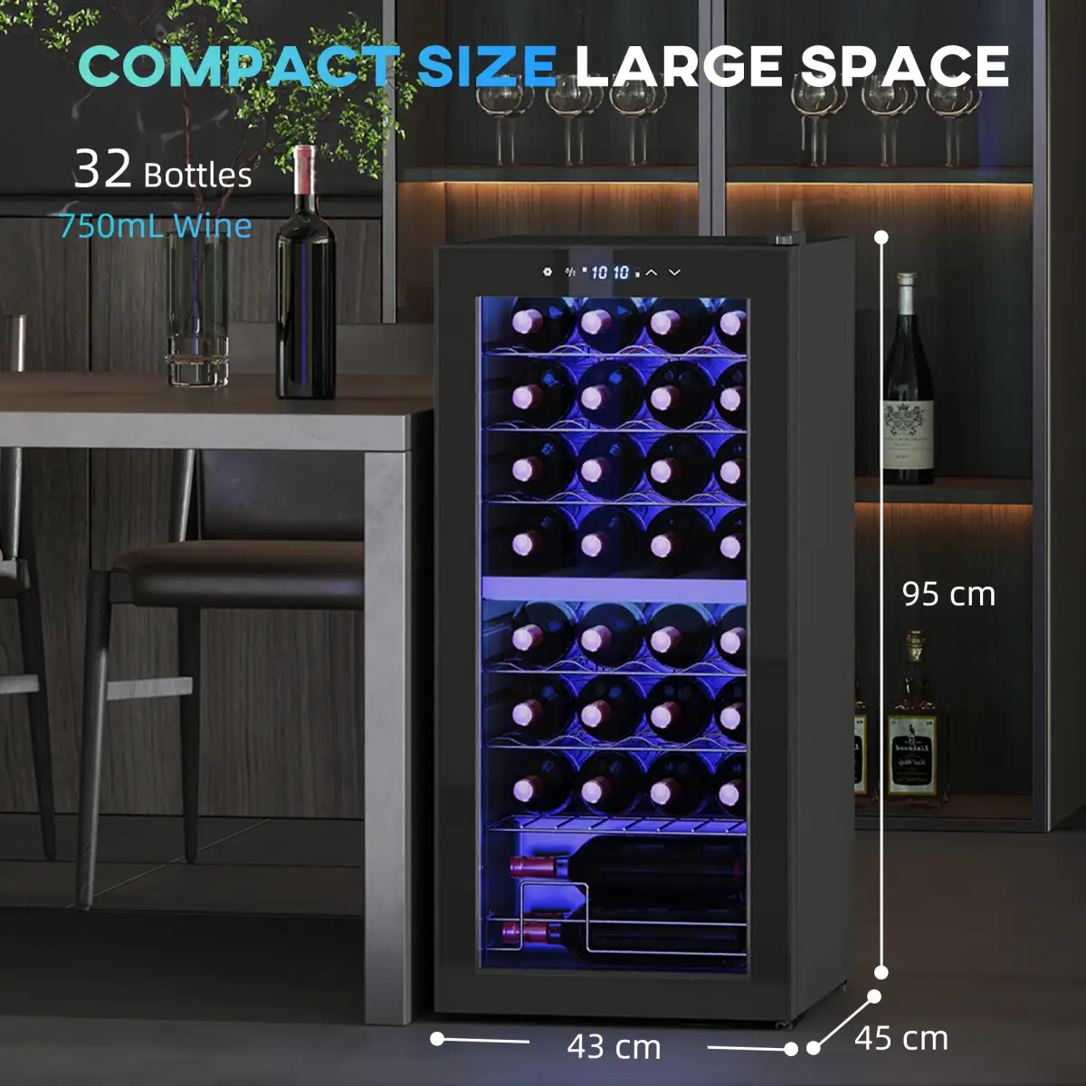 HOMCOM HOMCOM 86L Dual Zone Wine Cooler with Adjustable Temperature Control, Black - Wine Rack
