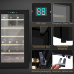 HOMCOM 24 Bottles Wine Fridge with Glass Door Digital Touch Screen Control LED Light - Wine Rack