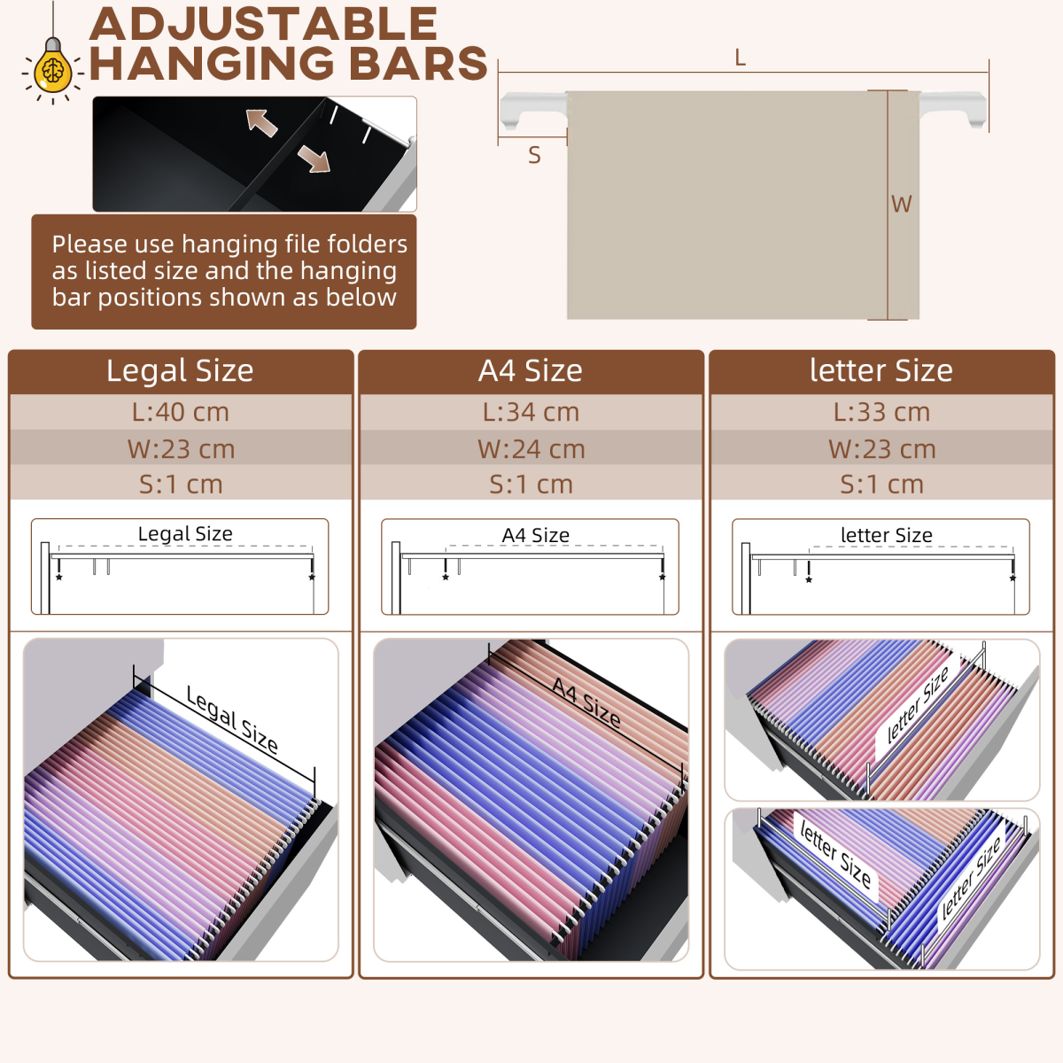Vinsetto Steel File Cabinet Lock Bar Office