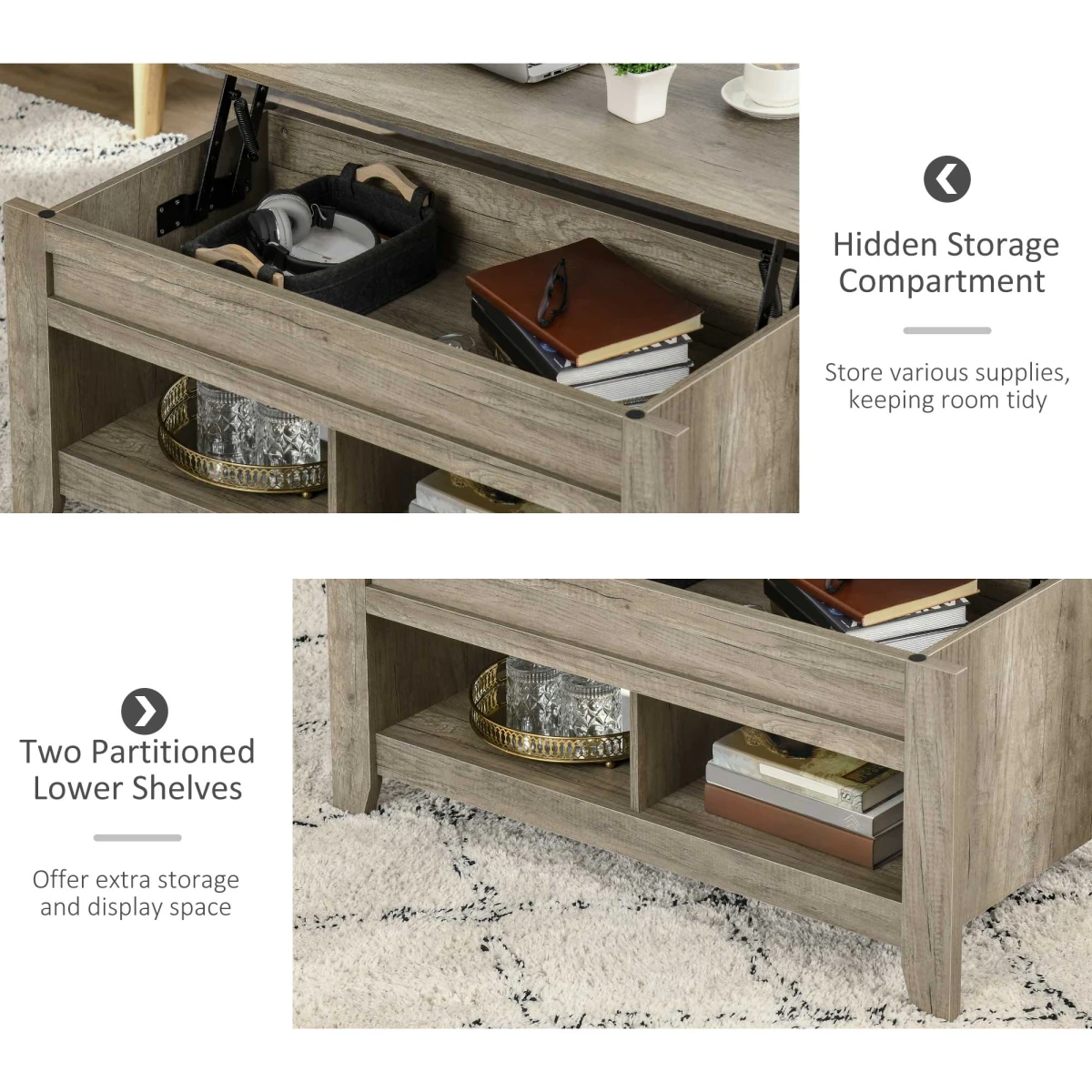 HOMCOM Lift Top Coffee Table With Hidden Storage by Homcom