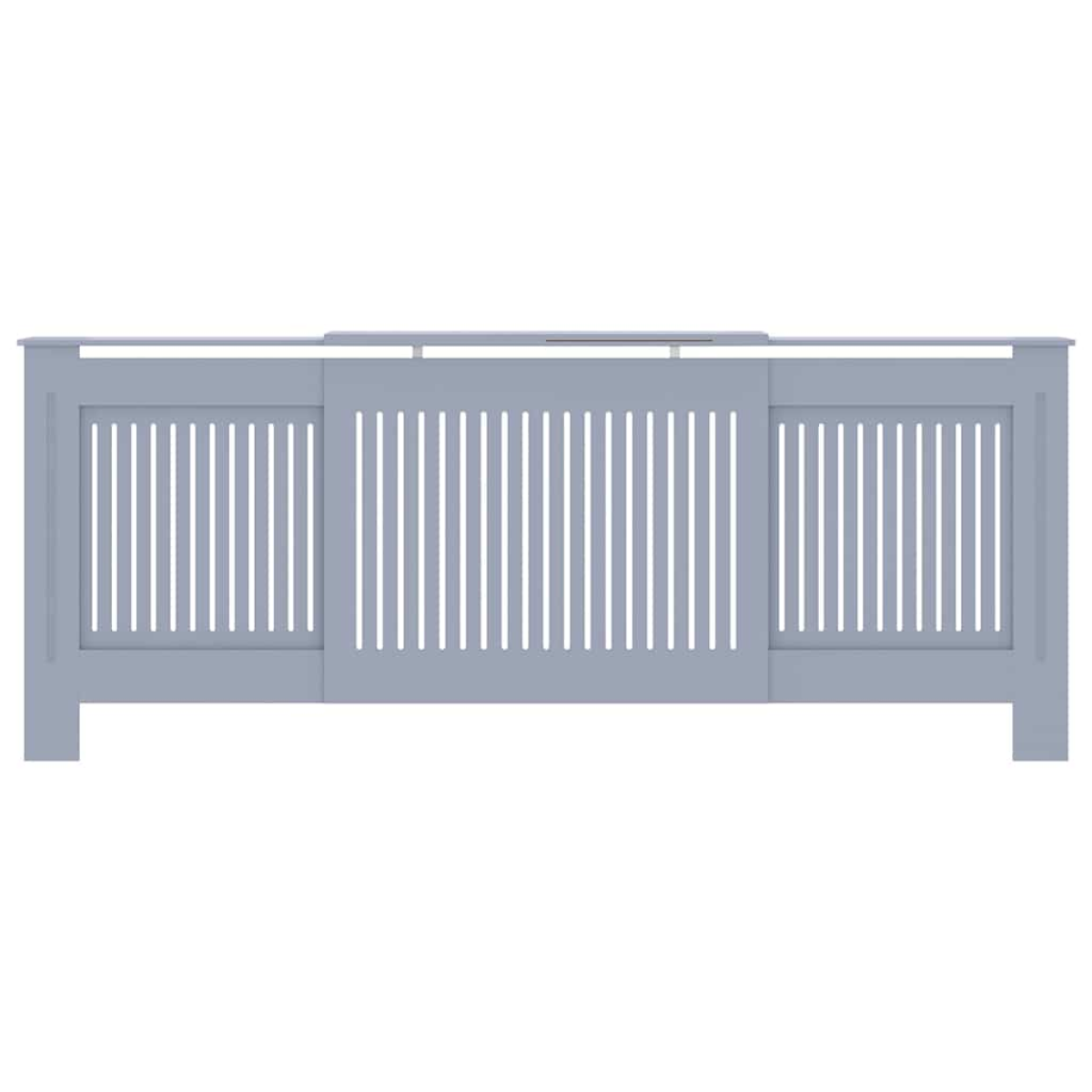 vidaXL Radiator Cover 142-205x20.5x81.5 cm Slatted Grey for Living Room Decor Indoor Use