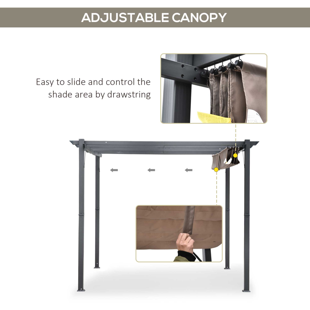 Outsunny Pergola 3x3m Adjustable Canopy Patio - Outsunny - Home Symphony