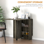 HOMCOM Drop Leaf Table Compact Grey With Wheels For Dining - AIYAPLAY - Home Symphony