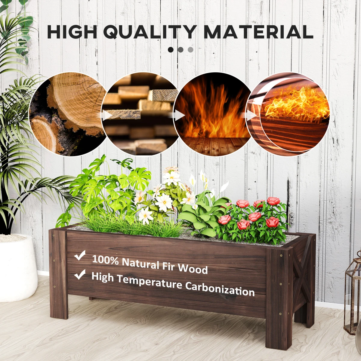 Unbranded Outsunny Raised Bed Planter 100x36.5x36 Durable Gardeners - Planters