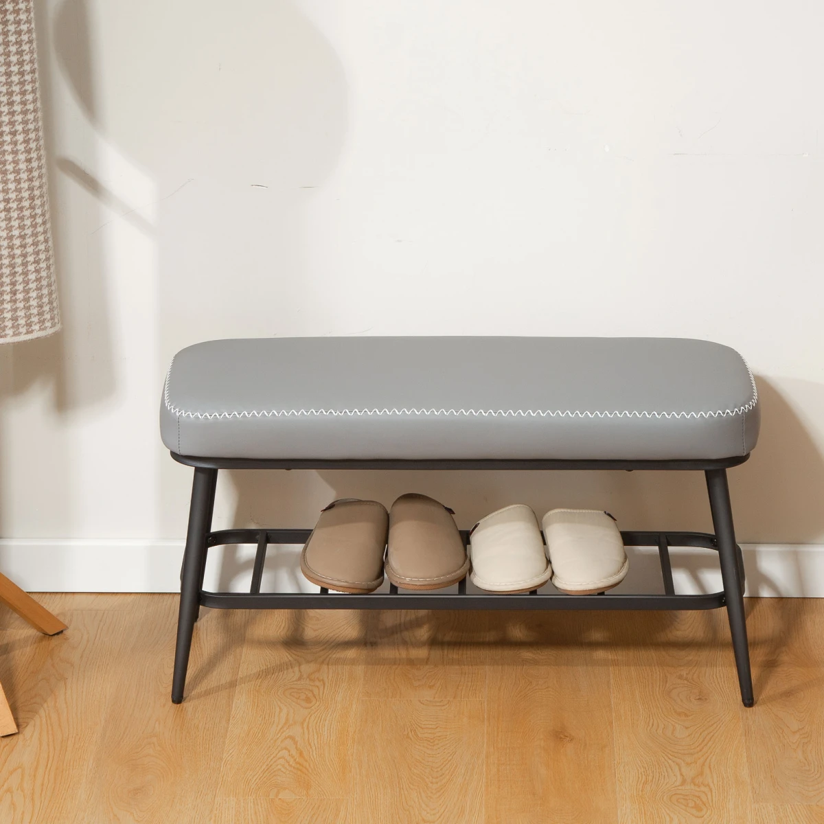 N/A Premium PU Leather Storage Bench 7cm Cushion Home - Shoe Storage