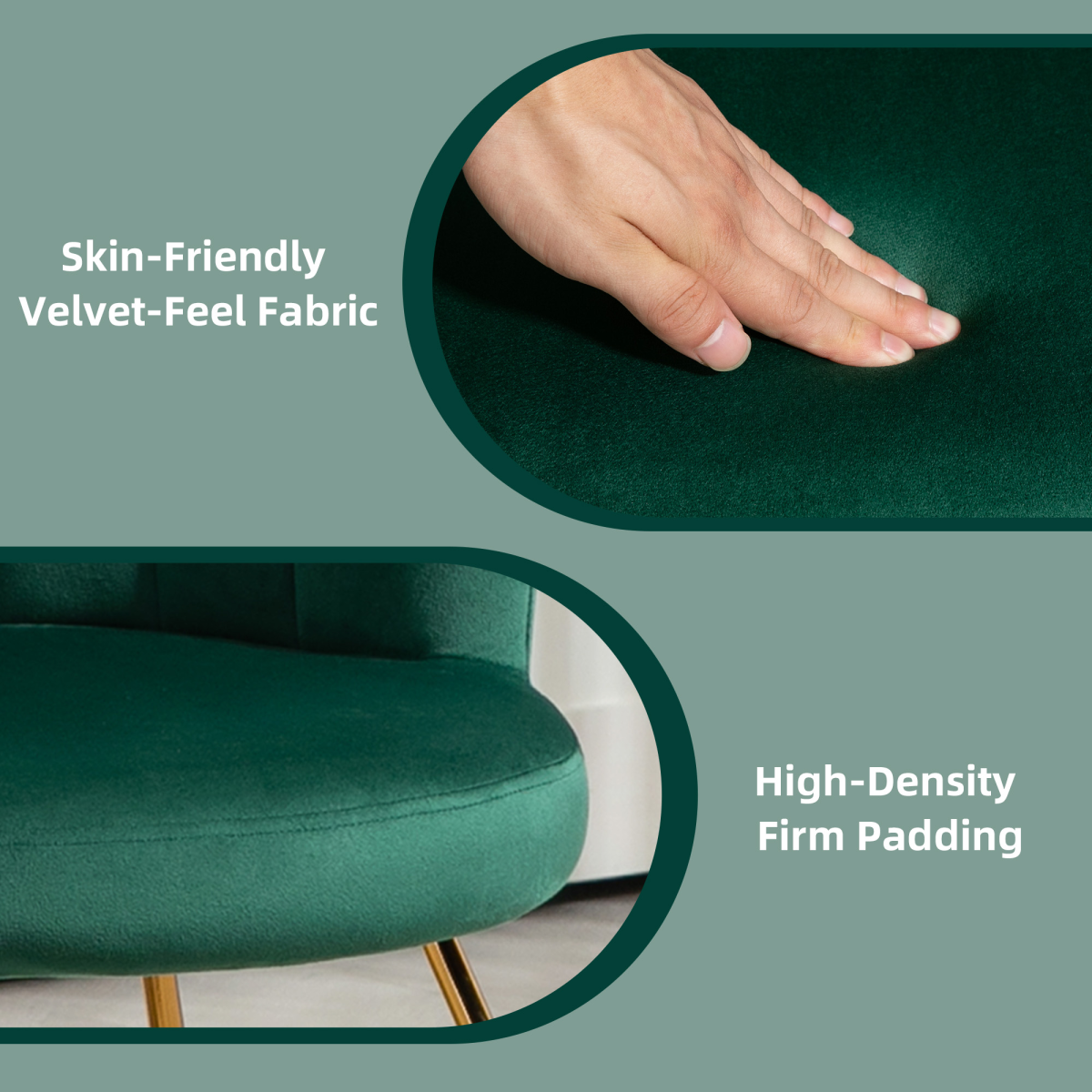 Green velvet HOMCOM Lotus-backrest accent chair with sculpted lotus petals and high-density padding.