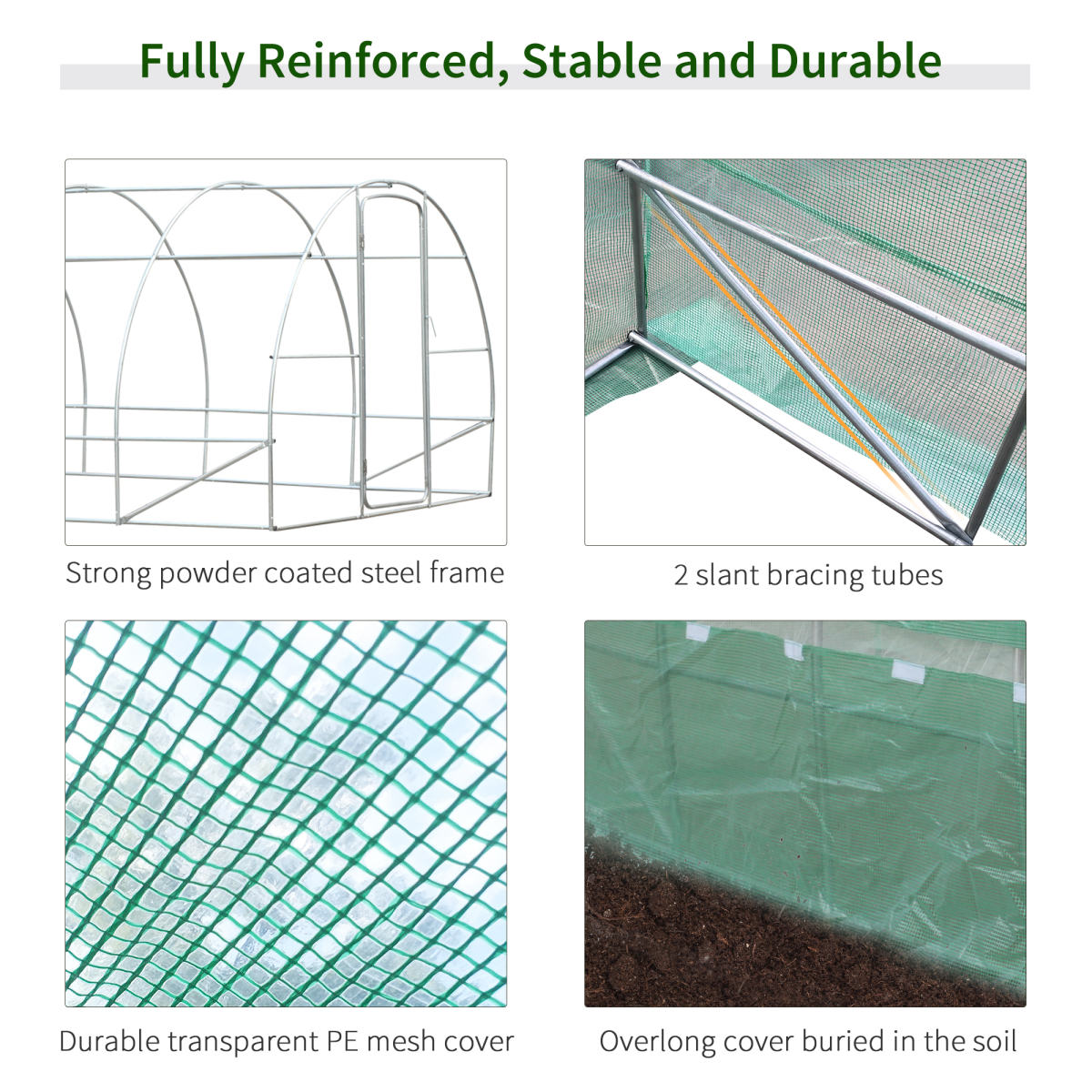 Reinforced Walk In Polytunnel Greenhouse 6M By 3M Steel Frame Ideal For Year Round Gardeners - Outsunny - Home Symphony