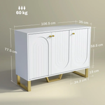 HOMCOM HOMCOM Sideboard with Adjustable Shelves & Doors for Living Room, White - Sideboard