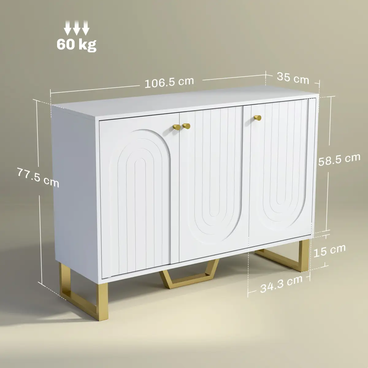 HOMCOM HOMCOM Sideboard with Adjustable Shelves & Doors for Living Room, White - Sideboard