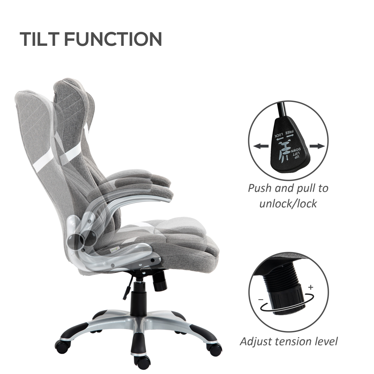 Vinsetto Office Chair 44-52cm Tilt Home Office