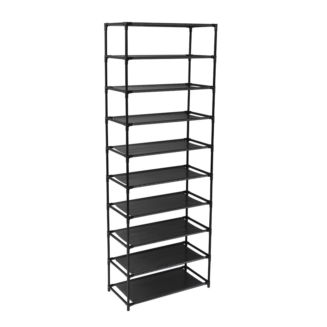 10 Tier Stackable Shoe Rack Storage Shelves - Stainless Steel Frame Holds 50 Pairs Of Shoes - N/A - Home Symphony