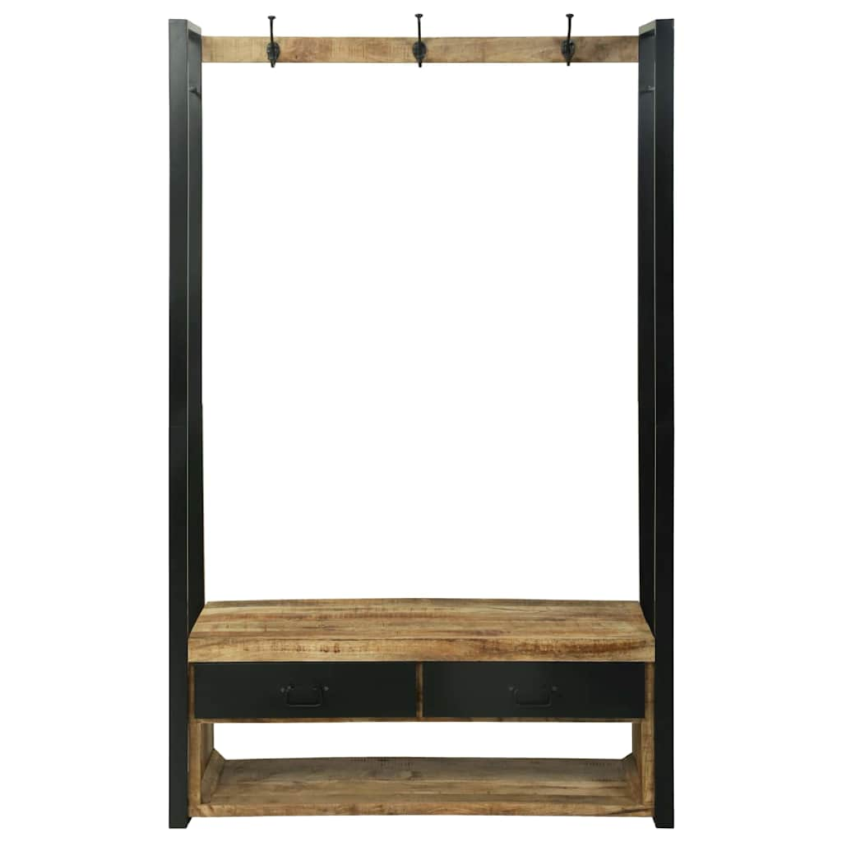 VidaXL Clothes Rack 110 x 40 x 185 cm Solid Mango Wood Industrial with Drawers and Hooks - vidaXL - Home Symphony