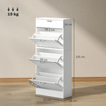 HOMCOM HOMCOM Shoe Cabinet w/ 4 Drawers Shoe Storage Organiser for 18 Pairs Black -