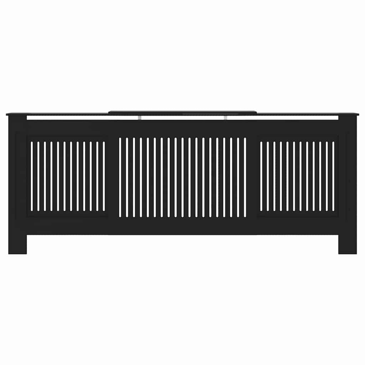 VidaXL Radiator Cover 142-205 cm Wide 20.5x81.5 cm Black Slatted Front 2-Piece for Living Rooms - vidaXL - Home Symphony