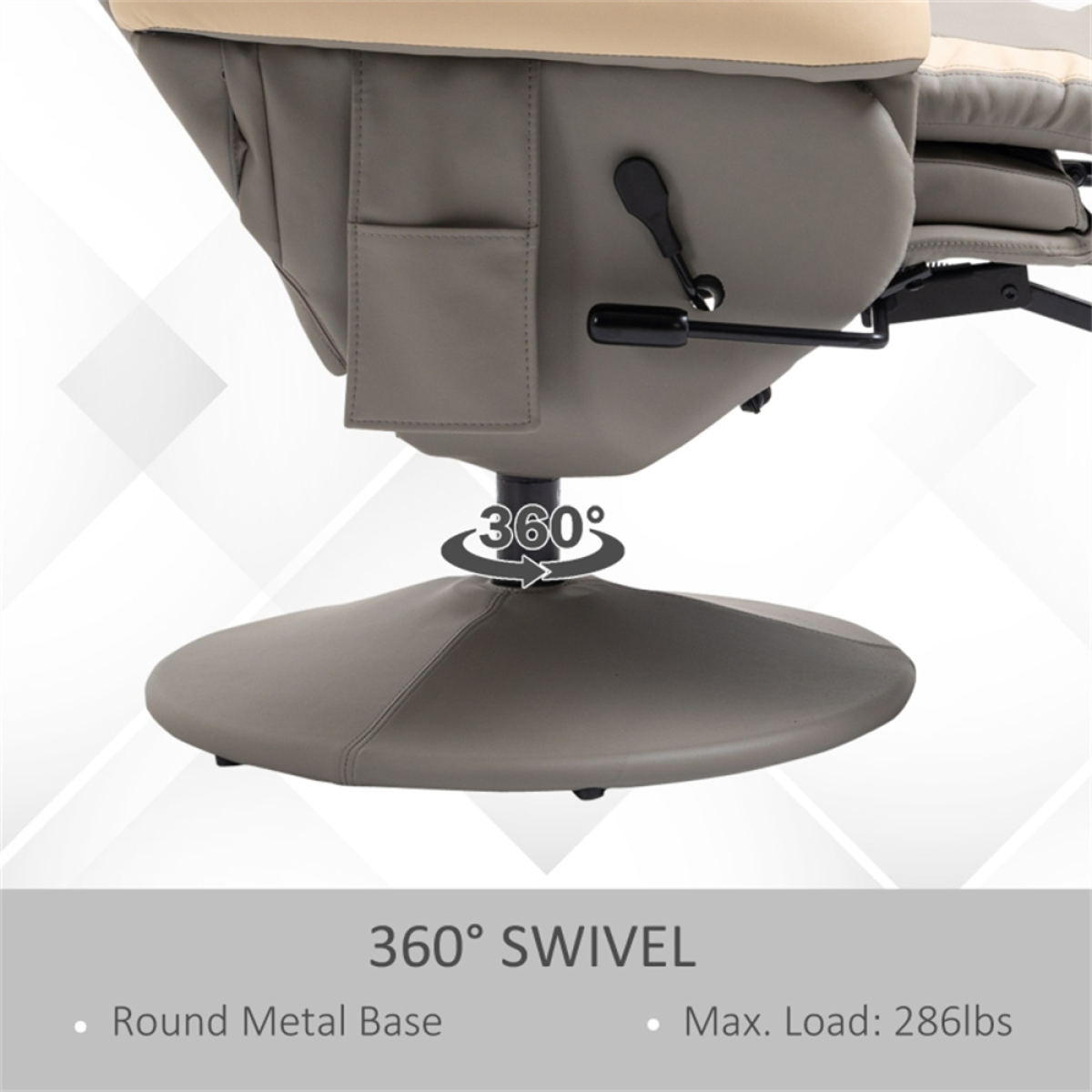 Premium Massage Office Chair Full Size 360 Degree Swivel 135 Degree Recline With Liftable Footrest PU Leather For Home Office - N/A - Home Symphony