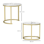 Elegant Side Tables RoundOblong Marble LivingArea - HOMCOM - Home Symphony