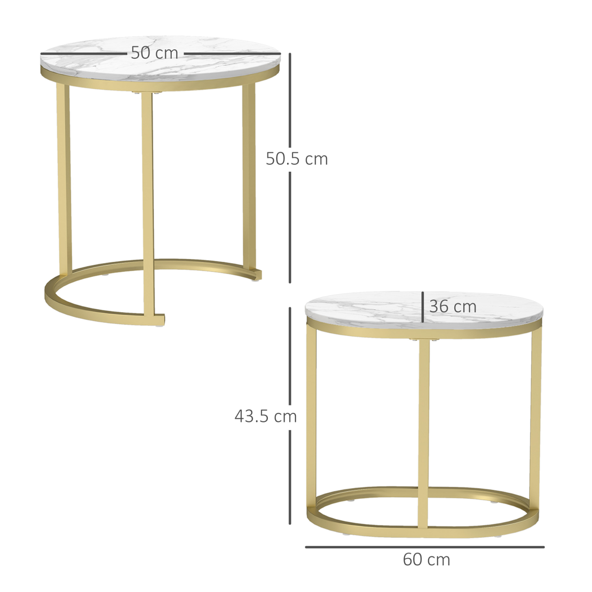 Elegant Side Tables RoundOblong Marble LivingArea - HOMCOM - Home Symphony
