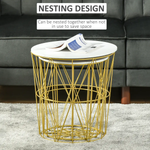 HOMCOM HOMCOM Set of 2 Nesting End Tables Side Tables w/ Basket Removable Top, White - Nest of Tables