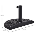 Outsunny Outsunny 9kg Half Round Parasol Umbrella Base Resin Outdoor Garden Furniture - Parasol