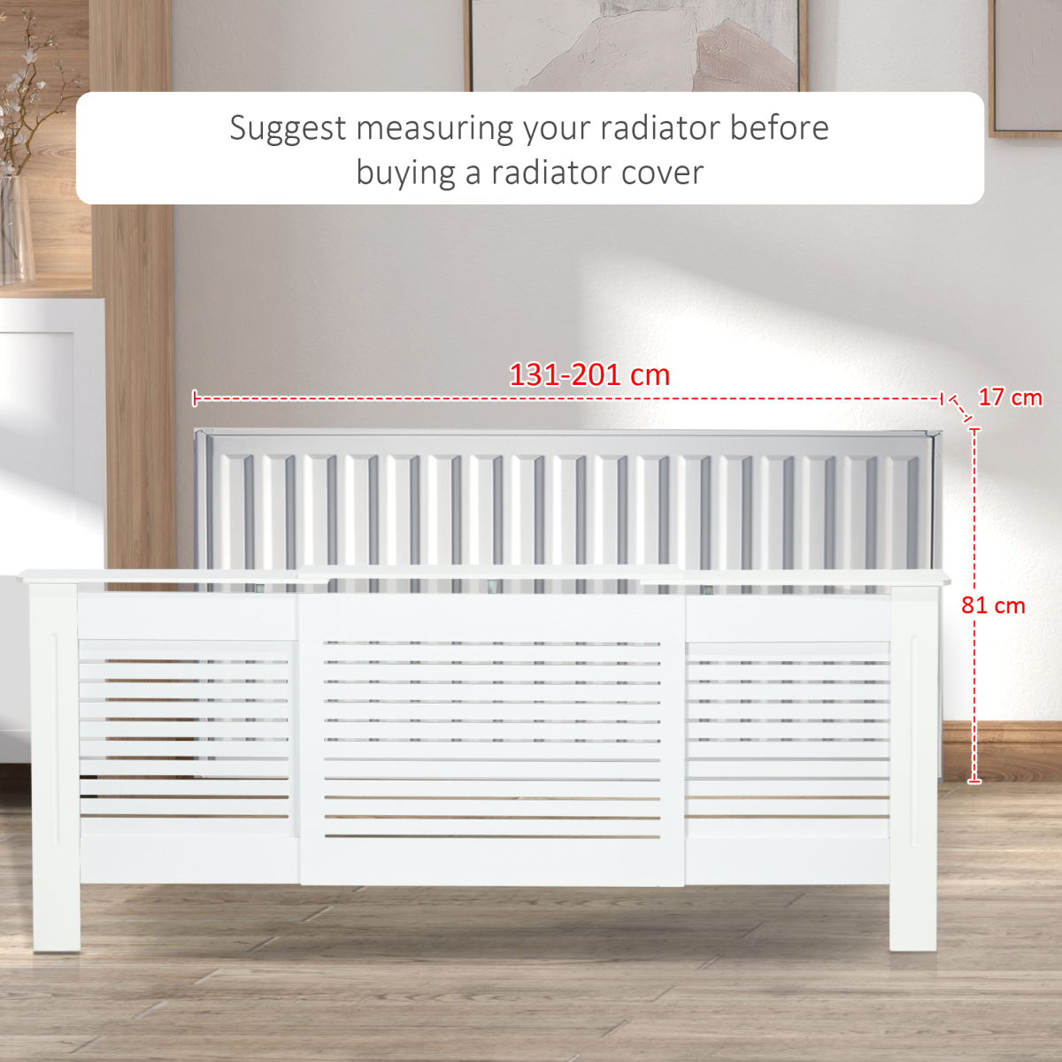 Premium MDF Radiator Cover With Slatted Vent Design Top Shelf And Easy Wall Mounting