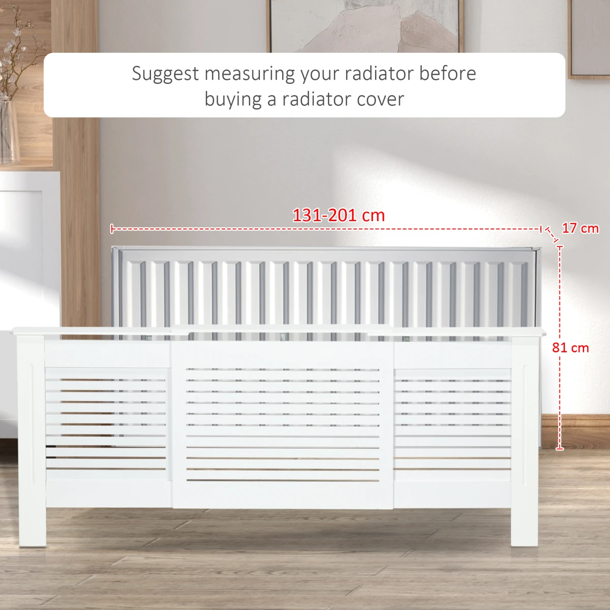 N/A Premium MDF Radiator Cover With Slatted Vent Design Top Shelf And Easy Wall Mounting - Radiator