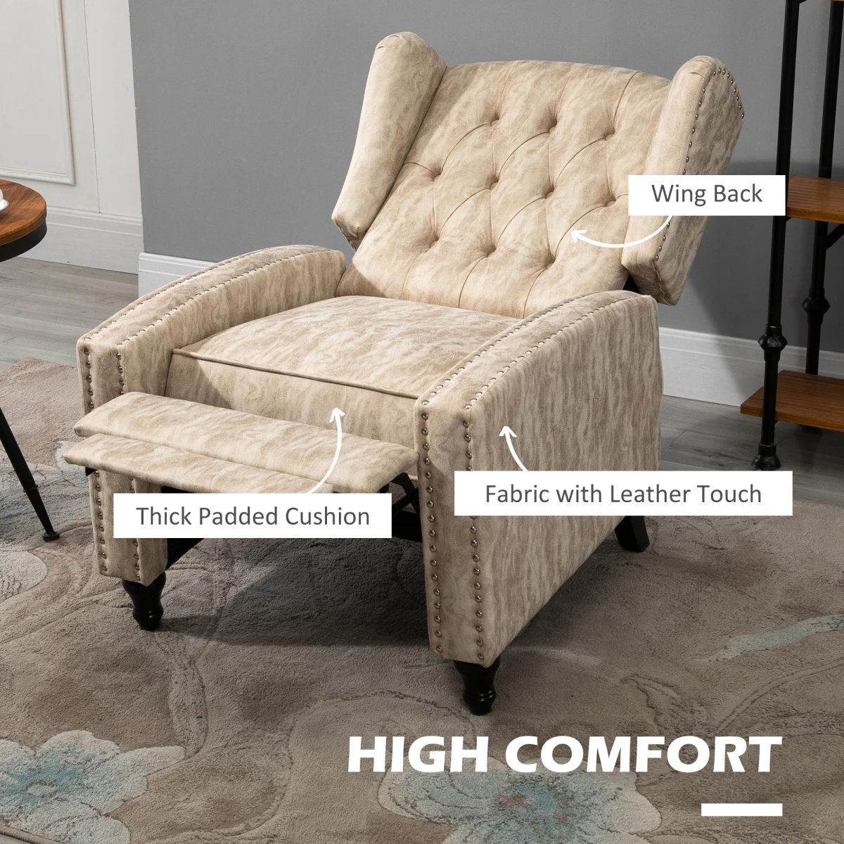 HOMCOM HOMCOM Armchair Standard Footrest Manual Recliner For Home - Armchair