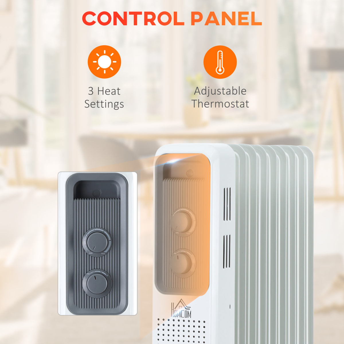 Homcom Oil Radiator 2180W 9Fins SafePower HomeUse