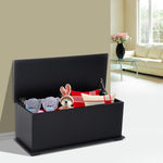 HOMCOM Ottoman Storage Box 100Lx40Wx40H With Lid Sturdy Chipboard Black For Living Room - Homcom - Home Symphony