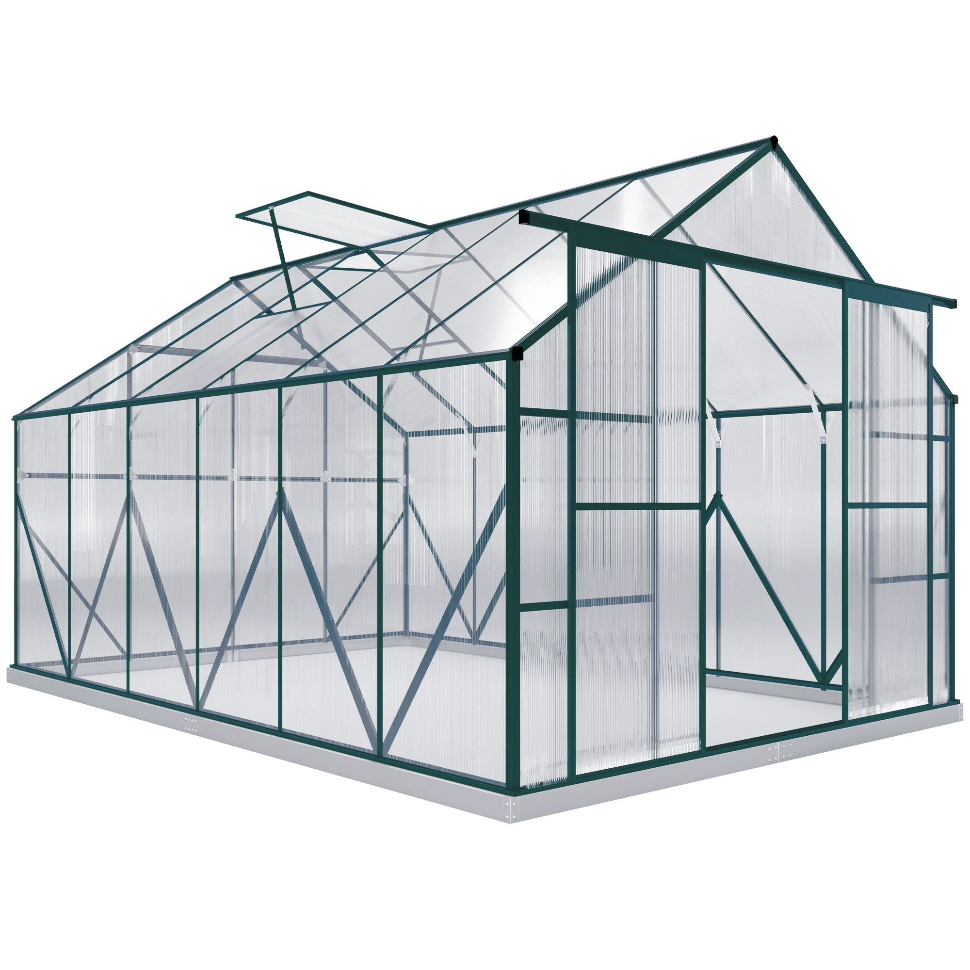 Unbranded Outsunny Walk In Greenhouse 8x12 Ft With Polycarbonate Panels And Double Sliding Door For Gardeners - Greenhouse