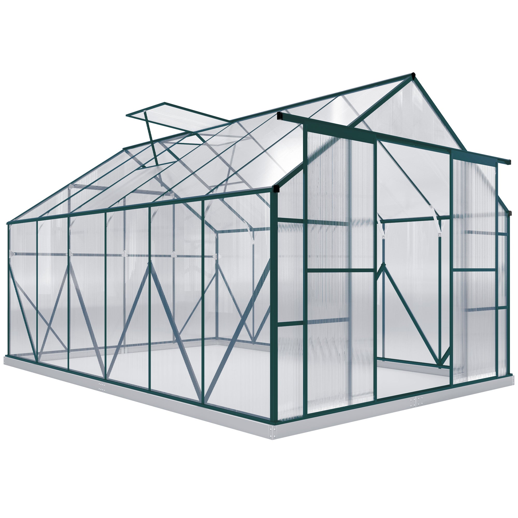 Outsunny Walk In Greenhouse 8x12 Ft With Polycarbonate Panels And Double Sliding Door For Gardeners - Unbranded - Home Symphony
