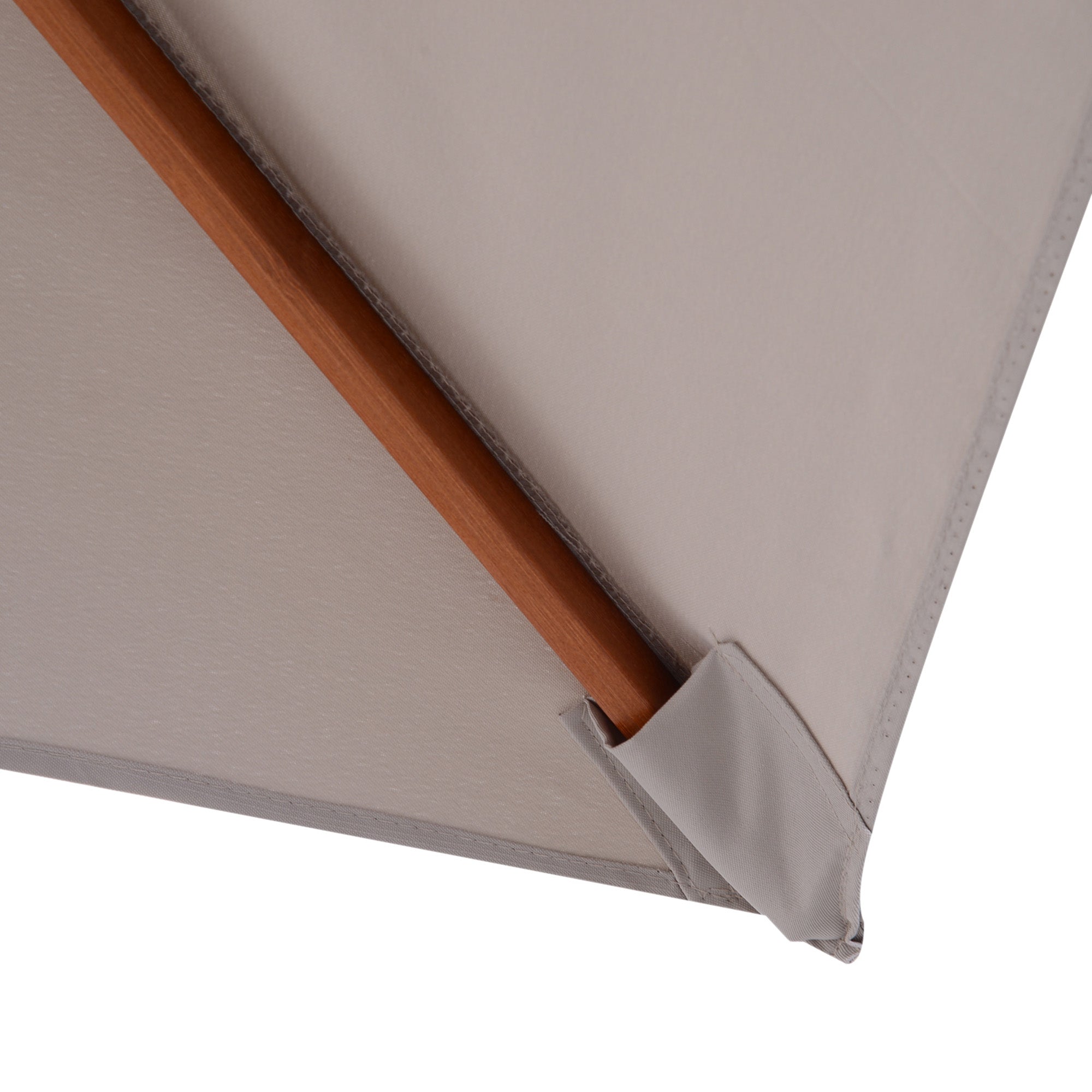 Wooden Patio Umbrella Market Parasol Outdoor Sunshade Grey Outsunny - Home Symphony