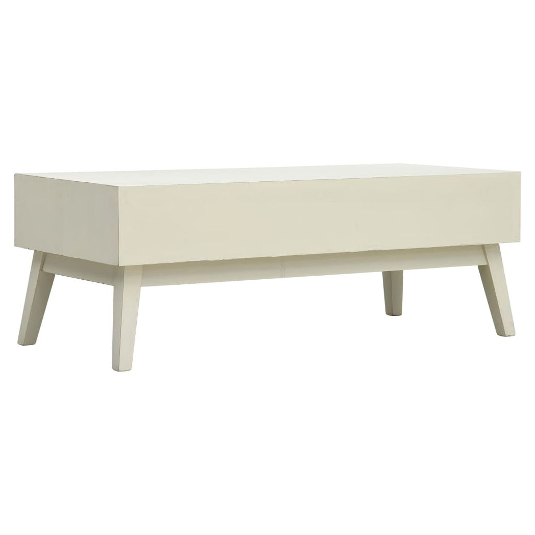 VidaXL Coffee Table 110x50x40 cm Two Drawers With Carved Fronts Grey Vintage Wood Living Room