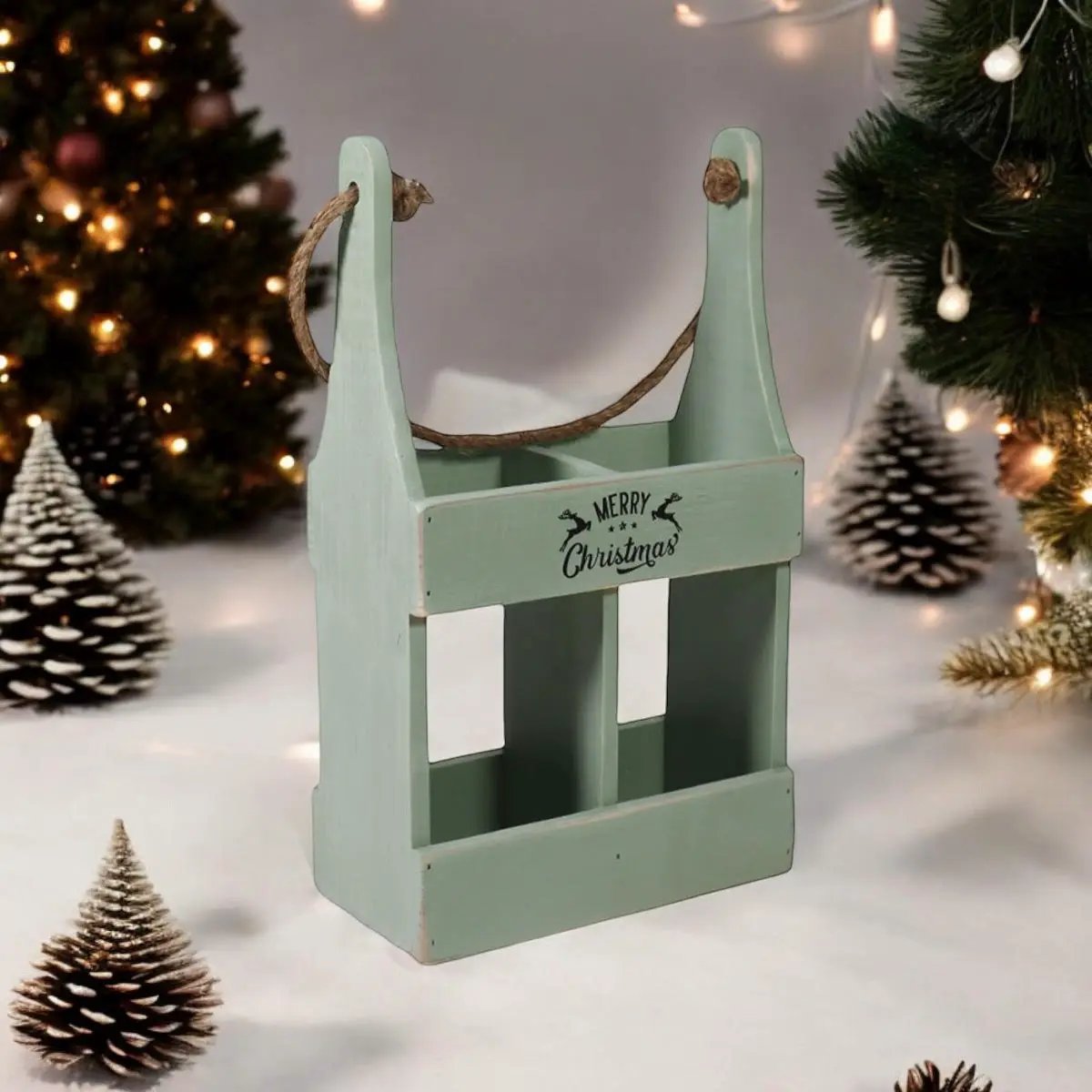 MSL 39CM RUSTIC GREEN 2 BOTTLE WINE HOLDER - Wine Rack