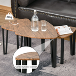 HOMCOM Premium Walnut Triangular Stackable Coffee Table Set V Shaped Metal Legs Living Rooms - Coffee Table