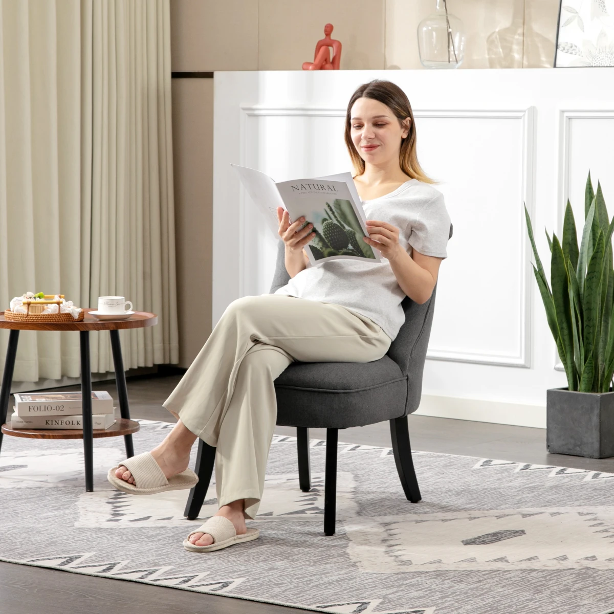 HOMCOM HOMCOM Sofa Compact Tufted Back Wood Legs Urban - Uncategorized Armchair