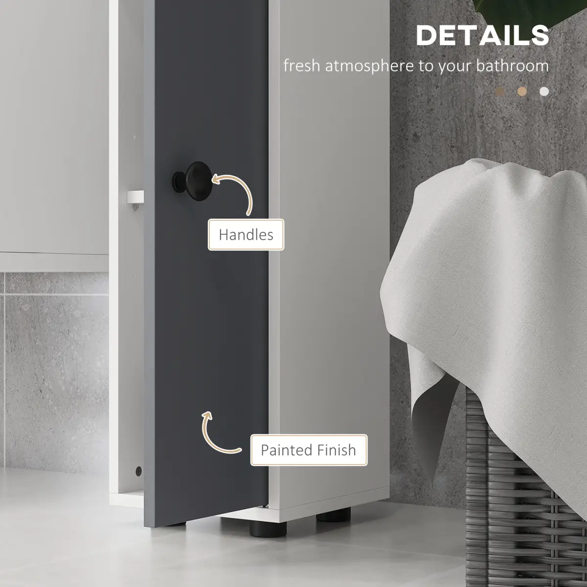 kleankin kleankin Slim Bathroom Cabinet, Toilet Roll Storage w/ Open Shelves, Grey - Display Cabinet
