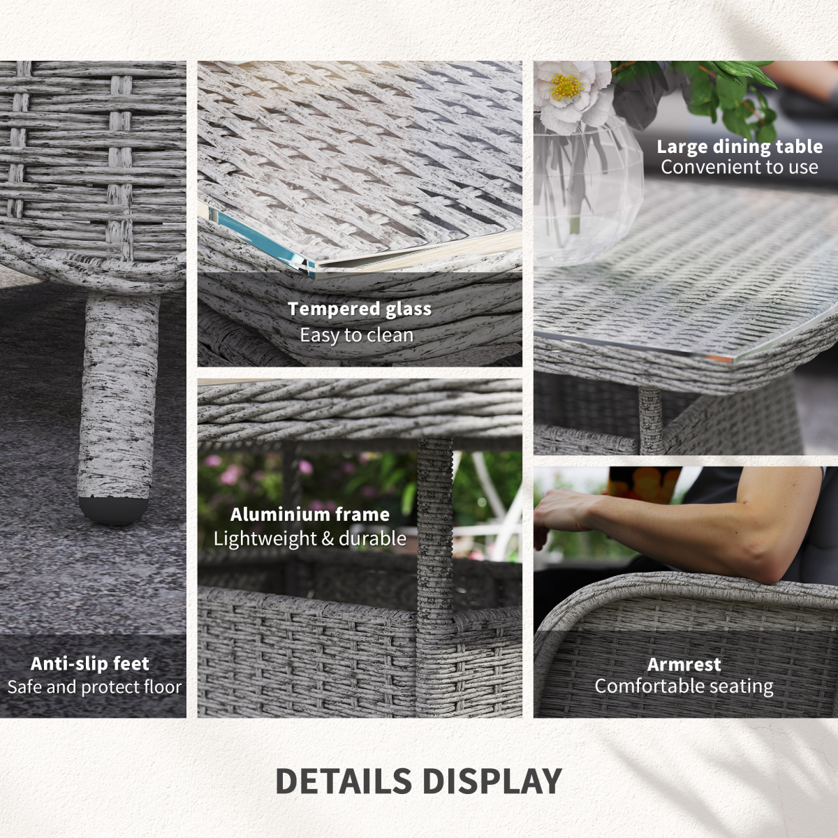 Outsunny Rattan Sofa Set Four Piece Tempered Glass Patio - Outsunny - Home Symphony