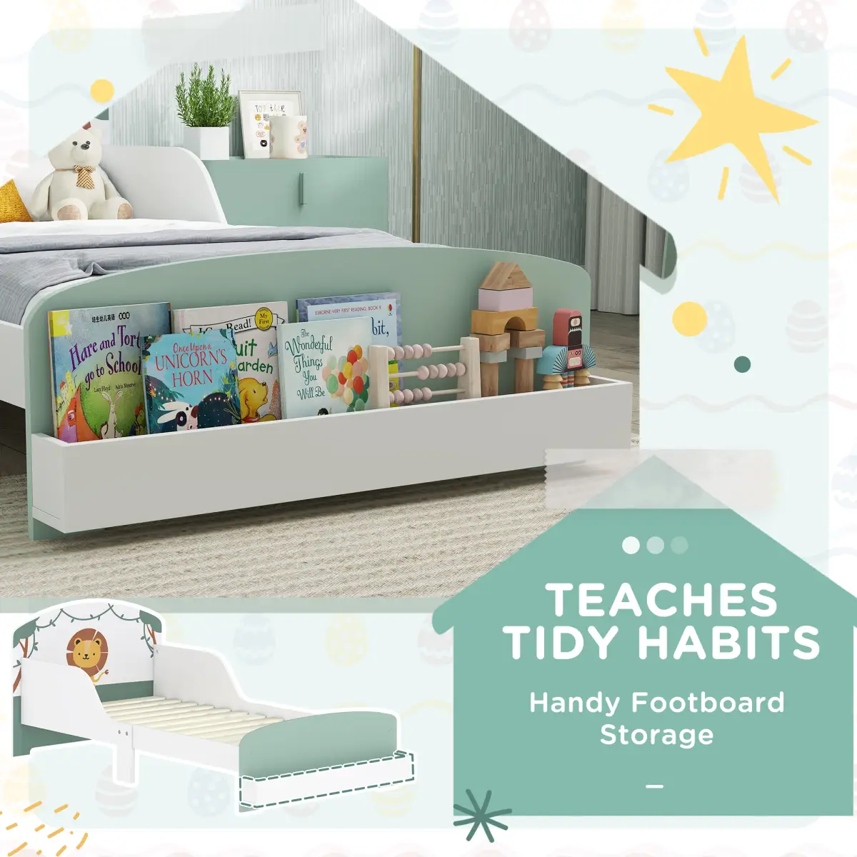 AIYAPLAY AIYAPLAY Toddler Bed, Lion-Themed Kids Bed Frame with Storage - Bed Frames