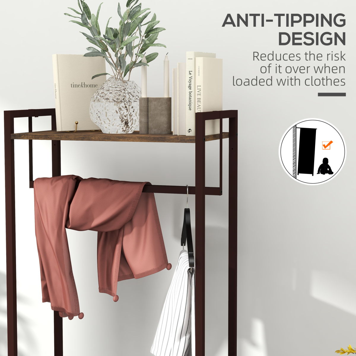 HOMCOM Clothes Hanging Rail 59cm 3 Fabric Drawers Hallway - HOMCOM - Home Symphony