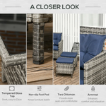 Outsunny Outsunny 6 PCs Patio wicker Sofa Set Rattan Chair Furniture w/ Glass & Cushioned - Garden Sofa Sets