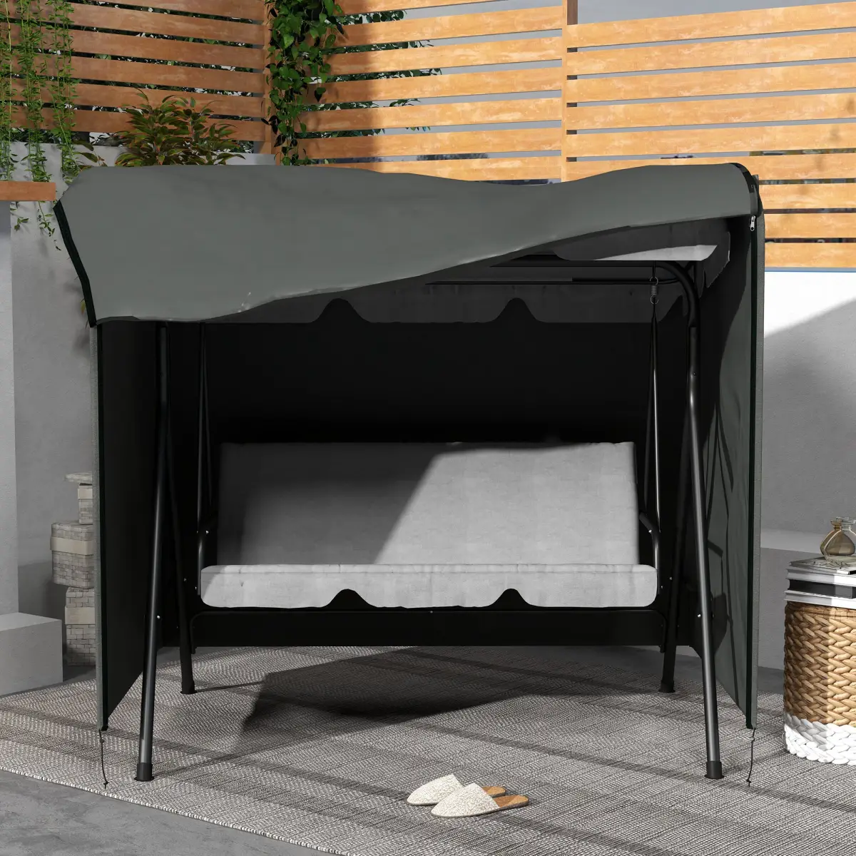 Outsunny Outsunny Garden Furniture Protector Patio Swing Chair Cover Large Outdoor Grey - Hammocks