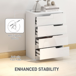 HOMCOM 4 Drawer Chest 60x40x85cm High Gloss Drawer Panels Hidden Curved Handles for Bedroom Storage - HOMCOM - Home Symphony