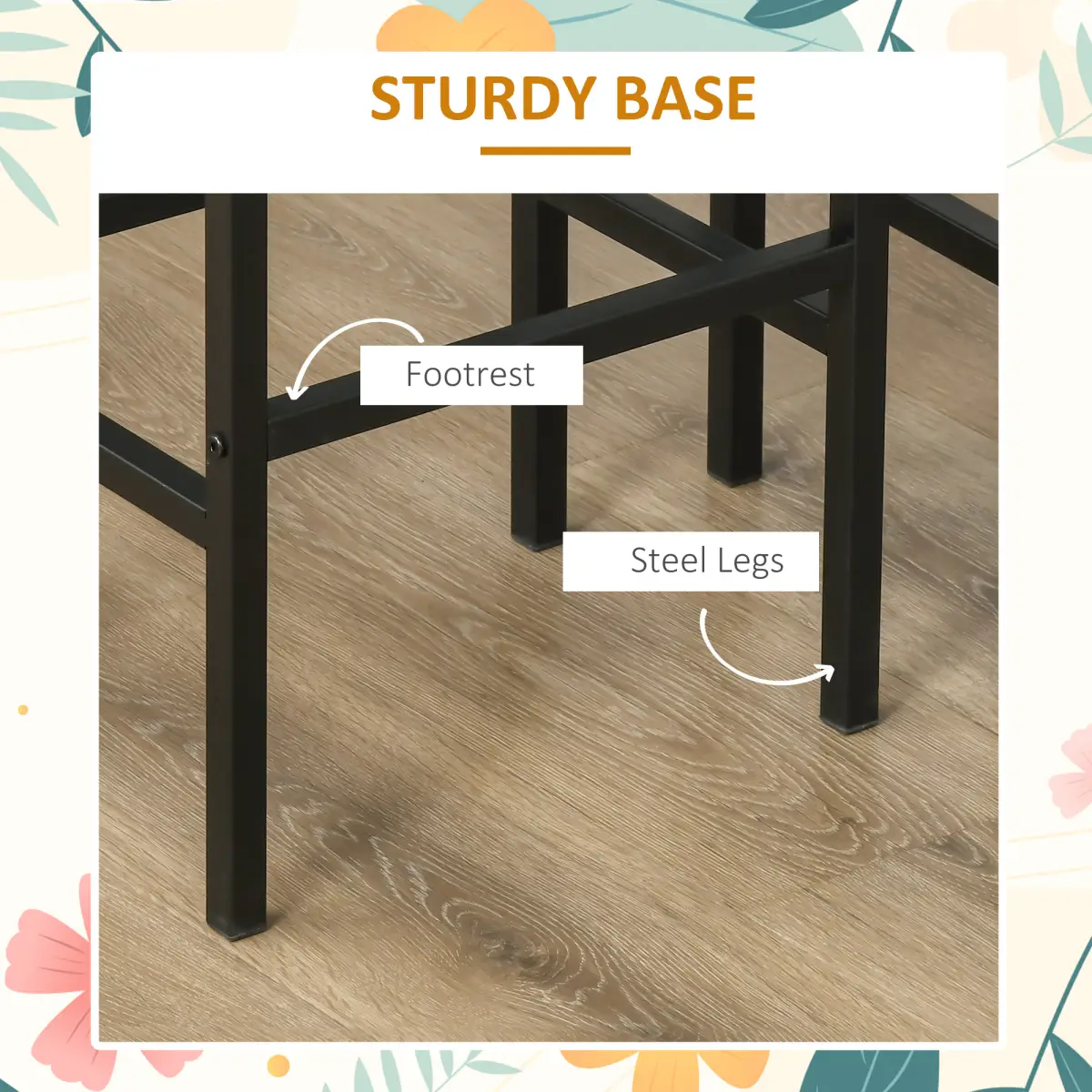 HOMCOM Set of 2 Kitchen Breakfast Bar Chairs with Footrest, Rustic Brown - Bar Stool