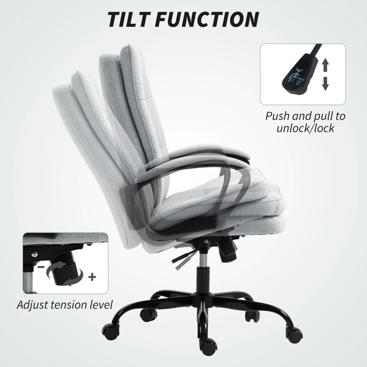 HOMCOM HOMCOM Fabric Office Chair Standard Size Double Layer Foam Padding Tilting For Home Office - Office Chair