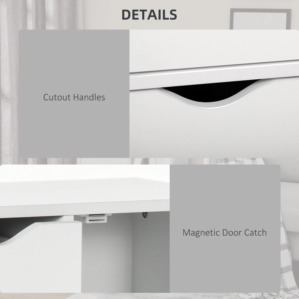 White Cabinet Slim 4-Drawer With Shelf For Home by HOMCOM
