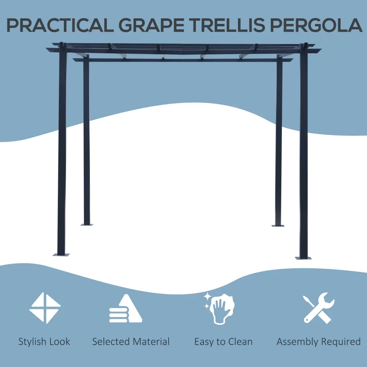 Outsunny Outsunny 3x3 m Metal Pergola, 300Lx300Wx230H cm-Black - Gazebos