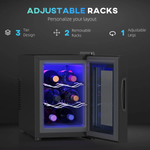 HOMCOM HOMCOM Mini Beer and Wine Fridge, 6 Bottle, with Glass Door, Touch Screen - Wine Rack