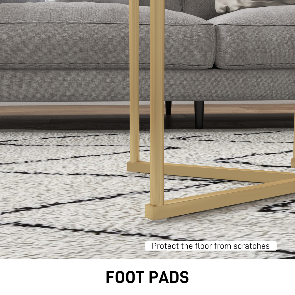 HOMCOM Nesting Coffee Tables Set of 2 With Marble Look Tops and Gold Frames for Modern Living Room - HOMCOM - Home Symphony